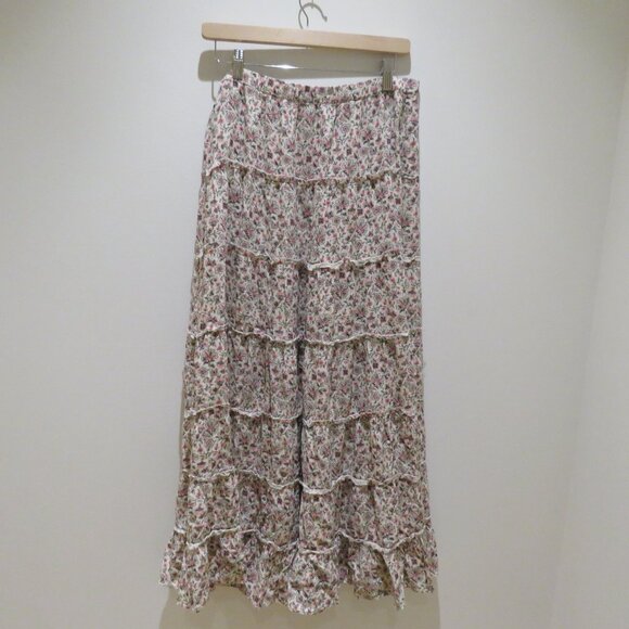 VINTAGE DENIM & SUPPLY RALPH LAUREN Ditsy Floral Cottagecore Peasant Maxi Skirt - Picture 2 of 12